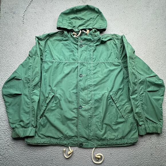 Vintage 90s GAP Cotton Nylon Green Zip Jacket Mens Medium Windbreaker Hooded - Picture 1 of 13